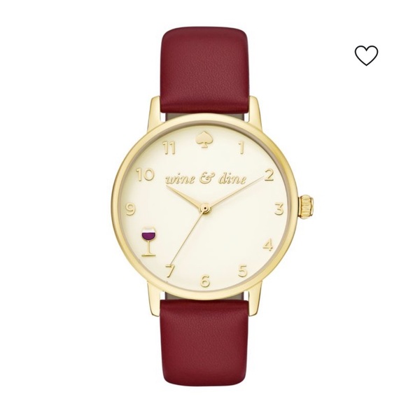 kate spade Accessories - Kate Spade Metro Stainless Steel Leather Wine and Dine Watch